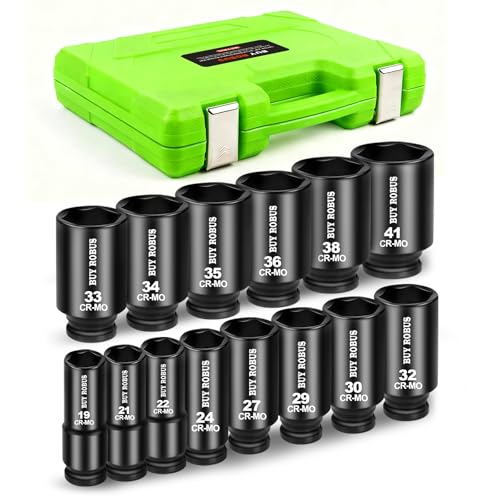 3/4 inch Drive Impact Socket Set, 14 Piece Heavy Duty CR-MO Deep/Jumbo Sockets 6 Point Design, Metric 17MM to 38MM, for Large Vehicle and Apparatus Maintenance - size: 14-Piece 3/4" Metric Impact Socket Set