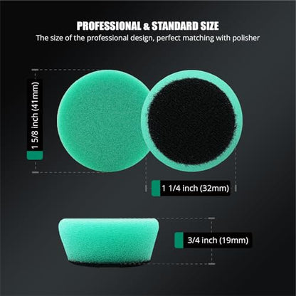 SPTA Green T120 Heavy-Cut Mini Polishing Foam Pad, 5Pcs 1.3inch/32mm Sponge Polishing Buffing Pads, Car Foam Detail Polishing Pad Kit for Car Detail Polishing, Small Area Polishing -FPTSS1G - color: 5Pcs Green T120 Heavy-Cut Pad, size: 1.3 Inch (32mm)