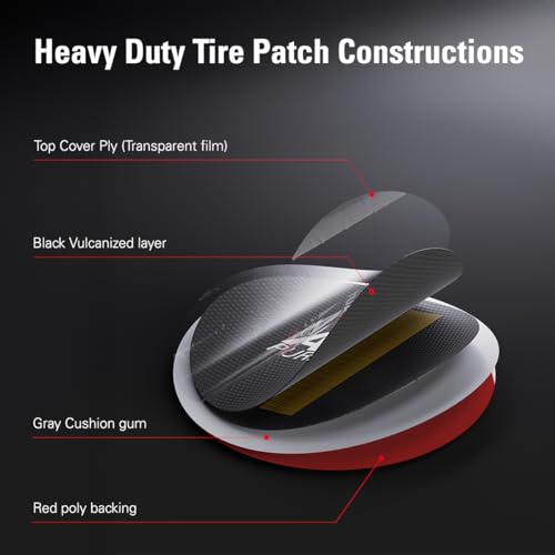 CKAuto 100 pcs All Purpose Tire Patch Heavy Duty Dia 1-4/5" for Inner Tubes | Multi-Purpose Tire Patch Kit for Inner Tubes & Tubeless Tires, Tight Vulcanized Seal Fits Cars Trucks Motorcycles Bikes 45mm - size: Dia 45mm 100pcs