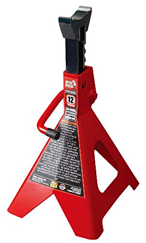 BIG RED T41202 Torin Steel Jack Stands: 12 Ton (24,000 lb) Capacity, Red, 1 Pair - size: 12 Ton, style: 1 Pair