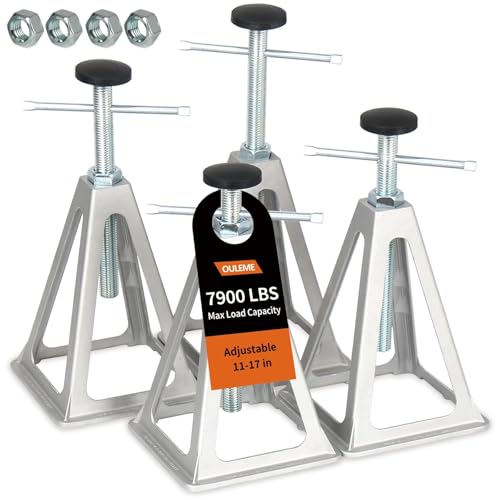OULEME RV Stabilizer Jacks, 7900 lbs Capacity, Stack Jack Stands for RV Camper Travel Trailer, Support up to 7900 Lbs, with Additional Screw Nuts and Cushion Rubber Mats - 4 Pack