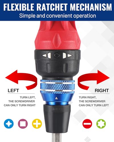 WORKPRO 12-in-1 Ratcheting Multi-Bit Screwdriver Set, Quick-load Mechanism Screwdriver with Double End Bits in Handle - size: Standard