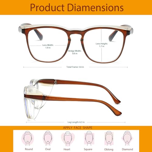 Feaglo Safety Glasses, Anti Fog Safety Goggles for Women Men, Blue Light Blocking Stylish Eye Protection Glasses Side Shield - color: Green+tea