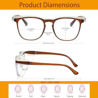 Feaglo Safety Glasses, Anti Fog Safety Goggles for Women Men, Blue Light Blocking Stylish Eye Protection Glasses Side Shield - color: Green+tea