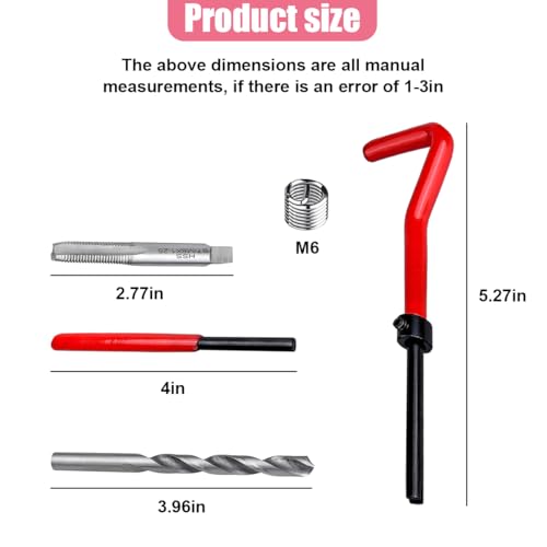30PCS M6 x 1.0mm Thread Repair Insert Kit, Car Stainless Steel Helicoil Coil Compatible Hand Tool Set, Portable Metric Rethreading Accessories for Auto Repairing