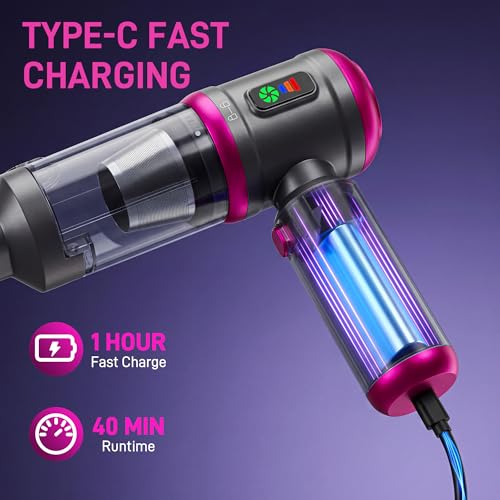 Car Vacuum Portable Cordless, 30000PA 3-in-1 Car Vacuum Cleaner High Power | LED Light, Brushless Air Duster Combo, 0.99lbs Lightweight Compact Mini Cordless Vacuum Cleaner for Car, Home, Pet
