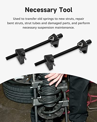 2pc Macpherson Strut Spring Compressor Tool Set with 10.5" Range, Heavy Duty Coil Spring Compressor Tools with 1/2" Square Drive, 13/16" Hex Strut Compressors for Car Truck - Black