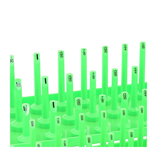 OEMTOOLS 22337 3-Post SAE And Metric Socket Tray Set, 6 Piece, Deep, Shallow, And Impact 3 Row Socket Organizer for Tool Box Drawer, 1/4, 3/8 and 1/2 Inch Drive, SAE And Metric, Black, Green - size: 6 Piece SAE and Metric