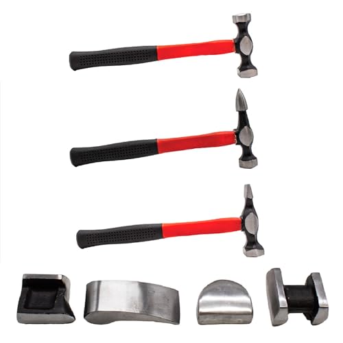 LAUCO Auto Body Repair Tool Hammer Dolly Set 7 Pieces, Car Body Repair Tool Kit with Carrying Case, Carbon Steel Dolly and Hammer Dent Body Fender Tool Set - style: 7 pcs set