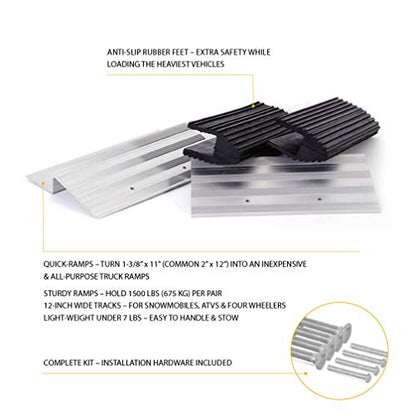 AFA Tooling Truck and Trailer Loading Ramp Kit | Quickly Create a Wide Ramp with 2 x 12 Lumber: Just Attach Aluminum Brackets and Rubber Feet | Load Your Lawn Mower, 4-Wheeler, ATV, and More with Ease - size: 12 Inch