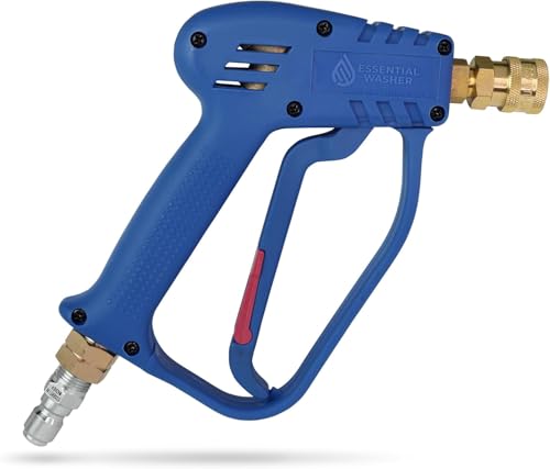 Essential Washer Short Pressure Washer Gun with Brass Quick Connect & M22 Adaptors Compatible with Foam Cannon | High Pressure Water 4000 PSI - style: Brass Non Swivel Gun