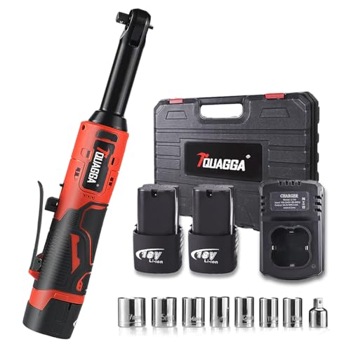 3/8" Cordless Electric Ratchet Wrench Set, 18V Power Ratchet Tool Kit With 2 Packs 2000mAh Battery And Charger, 45 FT-LBS Battery Powered Extended Wrench with LED Lights - size: 18 V Extended New