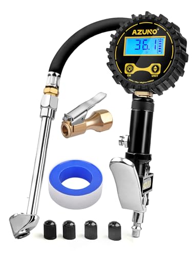 Digital Tire Inflator with Pressure Gauge, 200 PSI, Heavy Duty Air Compressor Accessories, w/Rubber Hose Lock on Air Chuck and Quick Connect Coupler - size: 200PSI
