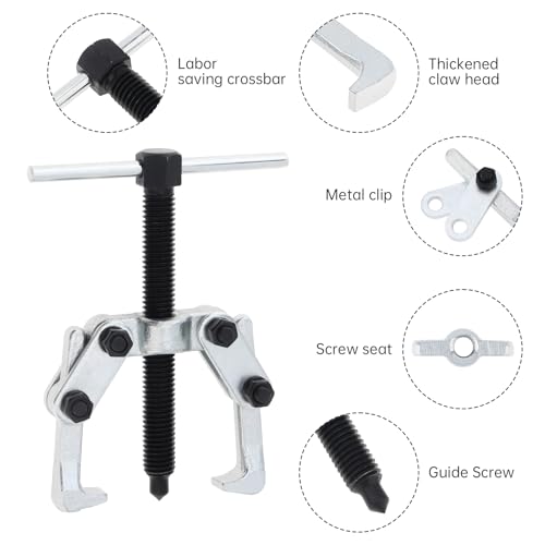 ChgImposs 2.36 Inch 2-Jaw Gear Puller, High Carbon Steel Heavy-Duty Bearing & Pulley Remover, Adjustable 10-65mm Jaw Spread, 1T Capacity - size: 10-60mm
