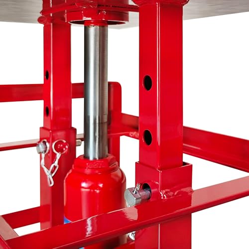 Car Ramps, 2 Pack 11000Lbs 5-ton Hydraulic Truck Ramp Lift, Automotive Low Profile Oil Change Service Ramps with Support Jack for Vehicle Garage Repair, Adjusted Height Range 9.8 to 15 Inches - color: Red