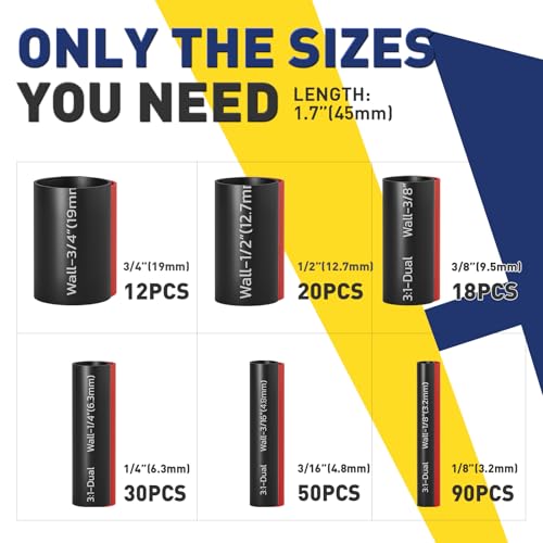 haisstronica 3:1 Heat Shrink Tubing Kit, Adhesive Lined Marine Resistant Grade Shrink Wrap - 1.75"length 6 Size Perfect for Home and Industrial, 1/8"-3/4" 220PCS - Black, Red - color: Black-Red, size: 220PCS