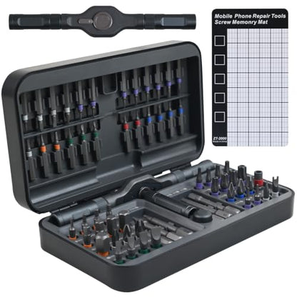 66 in 1 Magnetic Ratchet Screwdriver Set With Case | Multi-Bit Repair Tool Kit, S2 Alloy Steel Bits, T-Handle, Suitable for Home Daily Repair, DIY, PC, Electronics, Car, Bike - size: 66 in 1
