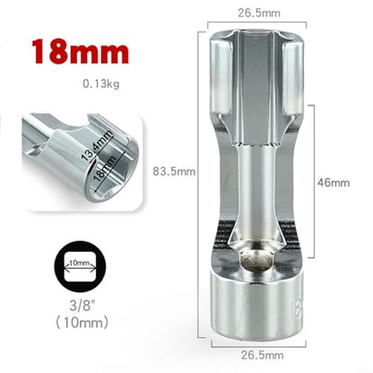 Diesel Injector Line Socket Set, Line Removal Tool 3/8 Drive, Chrome Vanadium Steel Open End Wrench for Auto Oxygen Sensor, 10-19mm(18mm) - color: 18mm