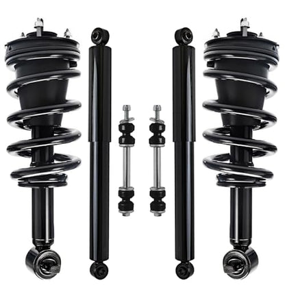 Detroit Axle - 4WD Struts Shocks Kit for 2014-2018 Chevy Silverado 1500 | GMC Sierra 1500, Front Struts & Coil Spring Assembly Sway Bar Links Rear Shock Absorbers Replacement - size: 6AQS47492/Shock Kit