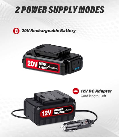 AVID POWER Tire Inflator Portable Air Compressor, 20V Cordless Car Pump w/Rechargeable Li-ion Battery, 12V Car Power Adapter, Digital Pressure Gauge, 150PSI Tire Compressor for Many Inflatables