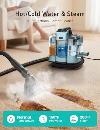 Aspiron Carpet Cleaner,Fast Heating Steamer,Carpet Cleaner Machine for Home,Hot/Cold Water & Steam Wash,Spot Cleaner,20Kpa Powerful Suction,300ML Solution,for Carpet,Upholstery,Sofa,Pet Stain,Car