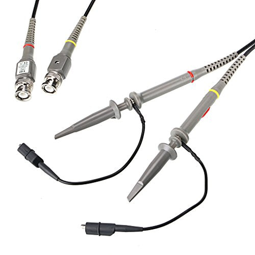 Sumnacon 2Pcs 100 MHz 300V DC High Sensitivity Oscilloscope Clip Probe 10:1 and 1:1 Switchable with Mini Alligator Clip and Ground Lead