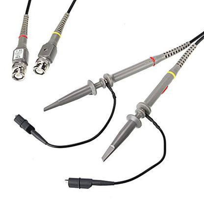 Sumnacon 2Pcs 100 MHz 300V DC High Sensitivity Oscilloscope Clip Probe 10:1 and 1:1 Switchable with Mini Alligator Clip and Ground Lead