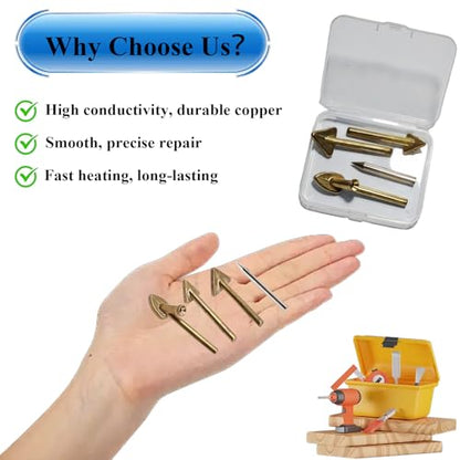 4 Pcs Copper Plastic Welding Tips for Soldering Iron, Replacement Triangular Trowel Smoothing Head Kit, Plastic Welder Tips Repair Tool for Car Bumper, Kayak, Dashboard
