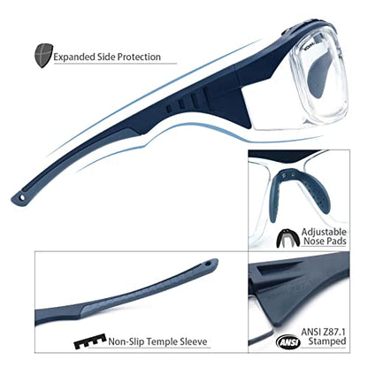 UKNOW Safety Glasses Anti Fog, Eye Protection with Clear UV Protection Lenses & Side Shields, ANSI Z87.1 Protective Eyewear - color: Slate