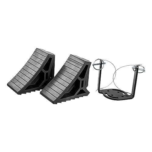 CURT 22802 HD Wheel Chocks 2-Pack with Mounting Bracket - size: 2-Pack with Mounting Bracket