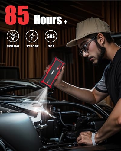 GOOLOO GP3000 Jump Starter, 3000A Peak Car Starter (9L Gas or 7L Diesel) | Supersafe Car Battery Booster Pack - BOOST Mode for Dead Batteries - 16,000mAh Capacity - 3 Modes LED Flashlight - color: Red