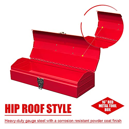 Portable Tool Box, Metal Tool Box, 4 Non-Slip Foot Pads, Ideal for Trailer, Mechanic, DIY-ers, Car Toolbox, Workshops, Garages, Repair Shops,Red - size: 1P-Red
