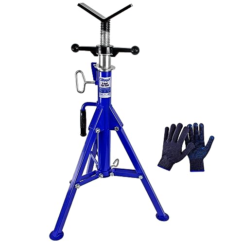CARVALAX V-Head Pipe Jack Stands, Adjustable Pipe Stand for Welding | 28"-52" Adjustable Height, Fits 1/2"-12" Pipe Capacity, 2500LB Load Capacity, w/Portable Folding Legs - color: Blue