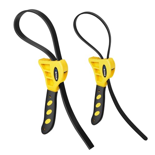 2-Pack Rubber Strap Wrench Set, 4" & 6" Oil Filter Wrench and Jar Opener for Plumbing, Water Filter, Sink Drain & Tub Drain Removal | Non-Slip Adjustable Universal Tool