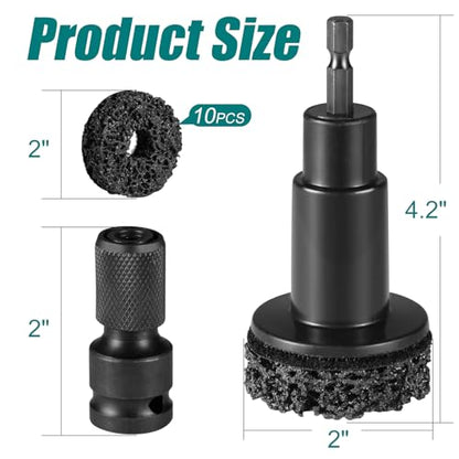 Wheel Hub Cleaning Tool Kit， Wheel Hub Resurfacing Kit & Stud Cleaner with 10 Pads - Rust Removal Tool for Brake Rotors, Hubs & Bolts - Fits 1/2” Wrenches or Electric Drills