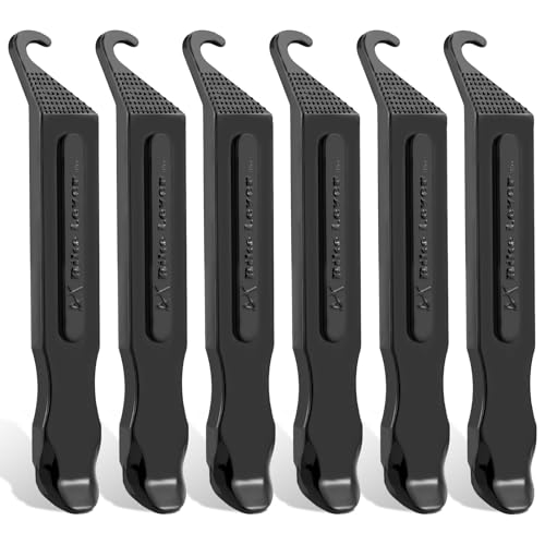Bike Tire Levers - Ultra Strong PC Plastic Bicycle Tire Removal Changing Tool for Road or Mountain Bike Tires - Set of 6 (Black) - color: Black- 6pcs