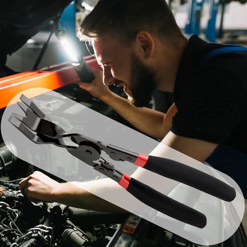 1PCS Car Clip Pliers Tool, Panel Clip Pliers Set Fastener Remover, Auto Retainer Clip Trim Rivet Removal Tool, Auto Door Car Upholstery Trim Clip Removal Tool (Black & Red) - color: Black & Red - 1 Pcs Clip Removal Plier
