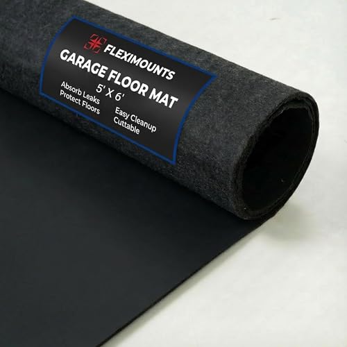 FLEXIMOUNTS 6x5 Ft Extra Large Garage Floor Mat - Waterproof Oil Absorbent Surface, Stay-in-Place Garage Flooring Roll for Under Car - size: 6' x 5'
