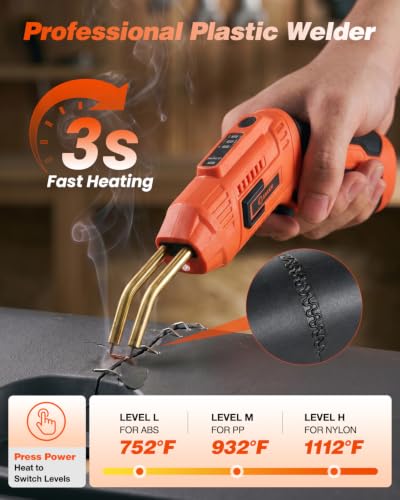 Saker Cordless Plastic Welder Kit | 3 Temperature Modes USB-C Fast Charge | Cordless Freedom, Auto Shut-Off, 3s Rapid Heating, Overheat Protection, Ideal for Auto Bumper & Home Plastic Repair