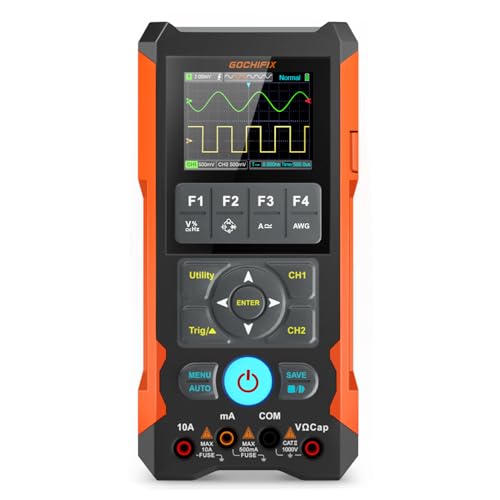 Handheld Oscilloscope Multimeter GOCHIFIX Waveform Generator 3 in 1 Automotive Oscilloscope 2 Channel 80Mhz Bandwidth 200Msps Sampling Rate Signal Generator Digital Oscilloscope Multimeter - style: 80 Mhz