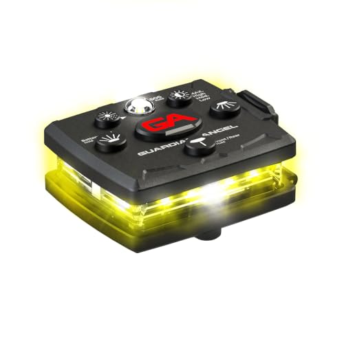 Guardian Angel Micro Safety Light - Yellow Front & Yellow Rear | Beacon Device. Rechargeable, magnetic, hands-free wearable & mountable. For Dog Walking, Cycling, Hiking, Camping & More. - color: Yellow/Yellow