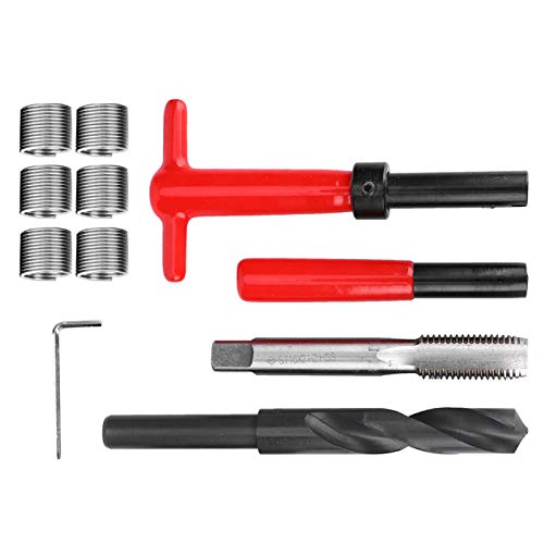 Jeanoko 11Pcs M16x2 Thread Repair Kit Stainless Steel Twisted Drill Tap Wrench Threaded Insert Tool for High Voltage Switchgear