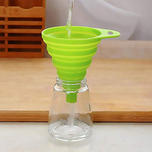 Funnels for Kitchen Use, Food Grade Silicone Collapsible Kitchen Funnel (Green) - color: 4-Green