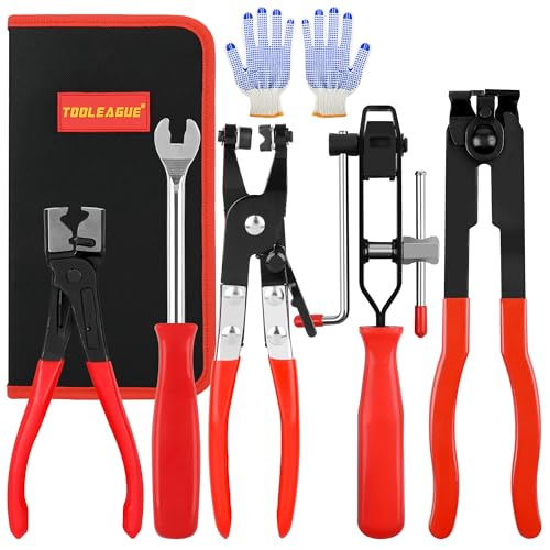 TOOLEAGUE 5Pcs Joint CV Boot Clamp Tool Pliers Set | Hose Clamp and Clic-R Type Pliers,Auto Trim Removal Tool with Storage Bag for Car ATV UTV