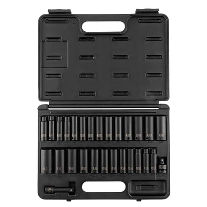 Sunex Tools - SOCKET SET IMPACT 3/8IN. DR.28PC DBLE DEEP MET/SAE