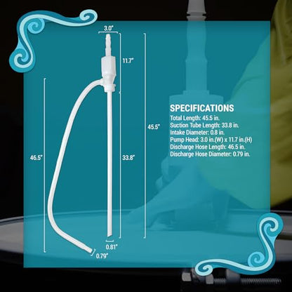 TERA PUMP TRCDRUM Manual Hand Drum Barrel Siphon Pump, 55 Gallon | Acid and Water Based, Chemical Resistant, Transfer 5.5 GPM, For Gasoline, Diesel, Hydrochloric Acid - size: 5.5 Gal / Min