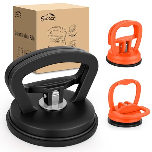 GOOACC Car Dent Puller 3 Pack Black Orange Powerful Suction Cup Puller with Handle Lifter Large & Small Pullers Paintless Dent Repair Tool Kit for Car Body Fridge Glass Tiles Screen Object Moving - color: Black+Orange