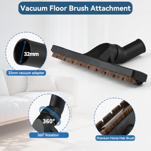 SEVNX Universal Vacuum Attachments Kits for Shop Vac, 2 1/2" to 1 1/4" Vacuum Adapter, 1 7/8" to 1" Hose Adapter Dust Brush Flexible Crevice Extension Wand Tool for Shop Vac Accessories(14 PCS)