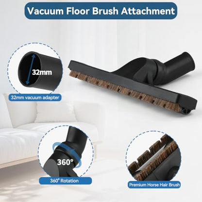 SEVNX Universal Vacuum Attachments Kits for Shop Vac, 2 1/2" to 1 1/4" Vacuum Adapter, 1 7/8" to 1" Hose Adapter Dust Brush Flexible Crevice Extension Wand Tool for Shop Vac Accessories(14 PCS)