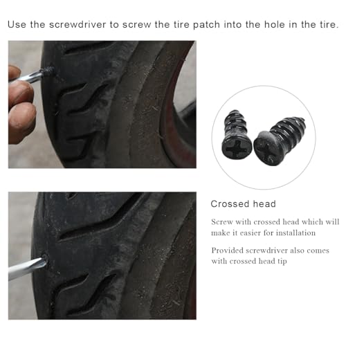 21 PCS Tire Repair Nails Kit, Self-Service Vacuum Tire Repair Spiral Rubber Screws Fast Tool with Screwdriver, Emergency Tyre Repair Nail Kit with Plugs with Box for Car Bikes